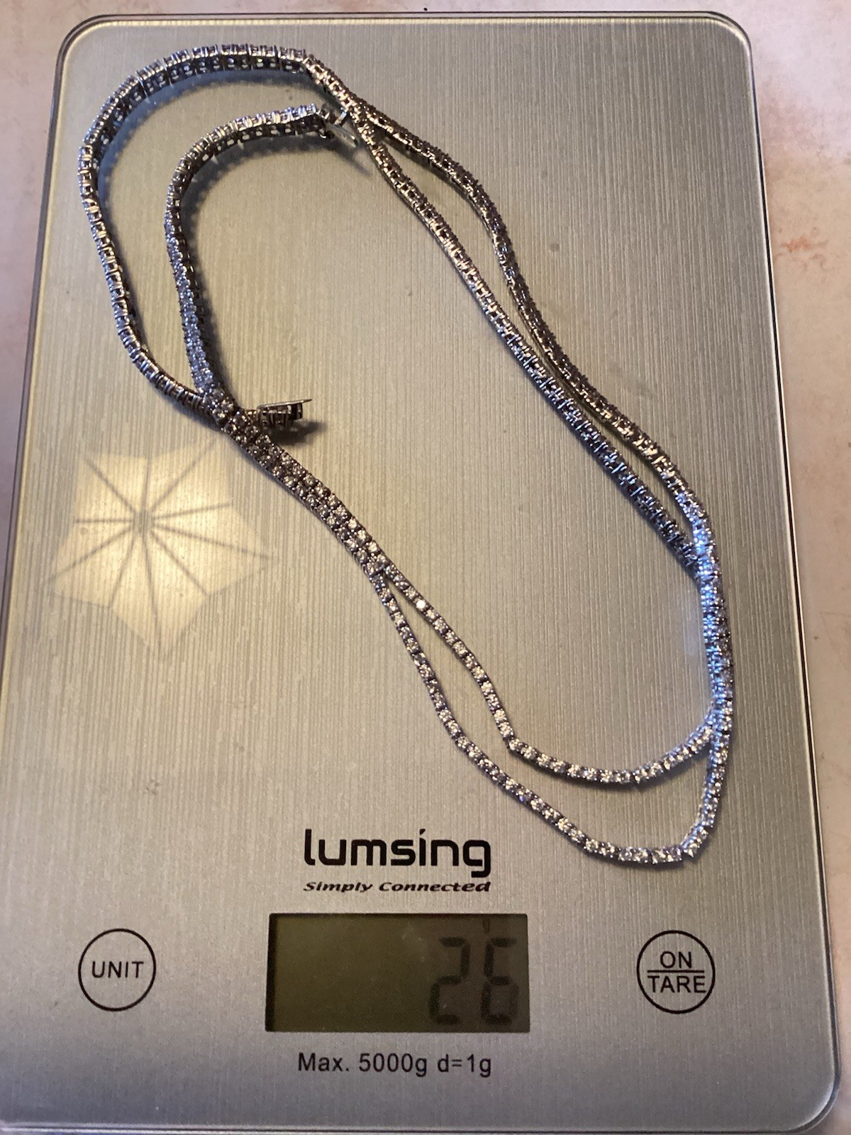 Fuzion Creations FZN Sterling White Quartz Tennis Double Strand 5mm Necklace 18”
