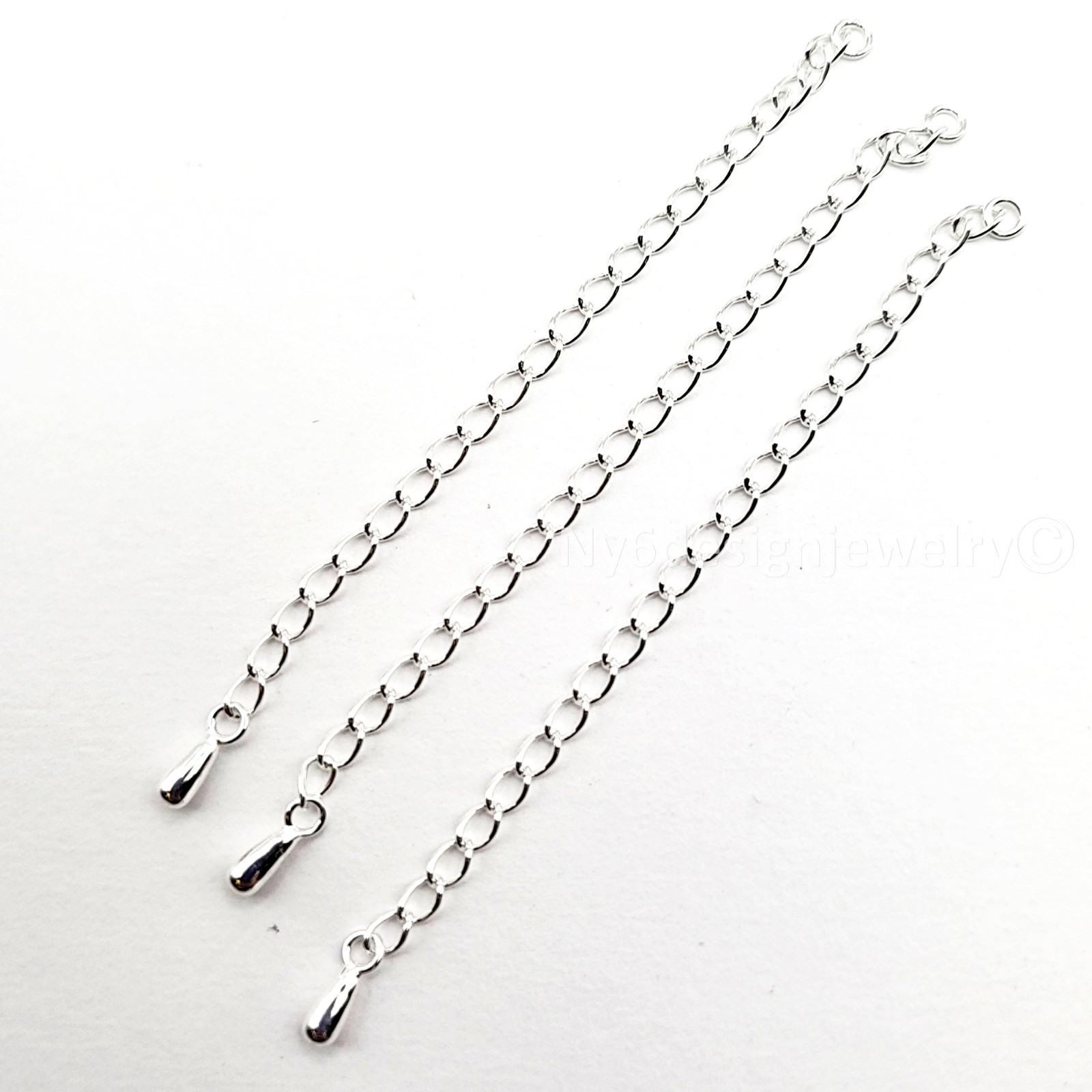 Sterling Silver Extender Chain 3″ 925 w/ 5mm Teardrop 1pc Necklace Bracelet