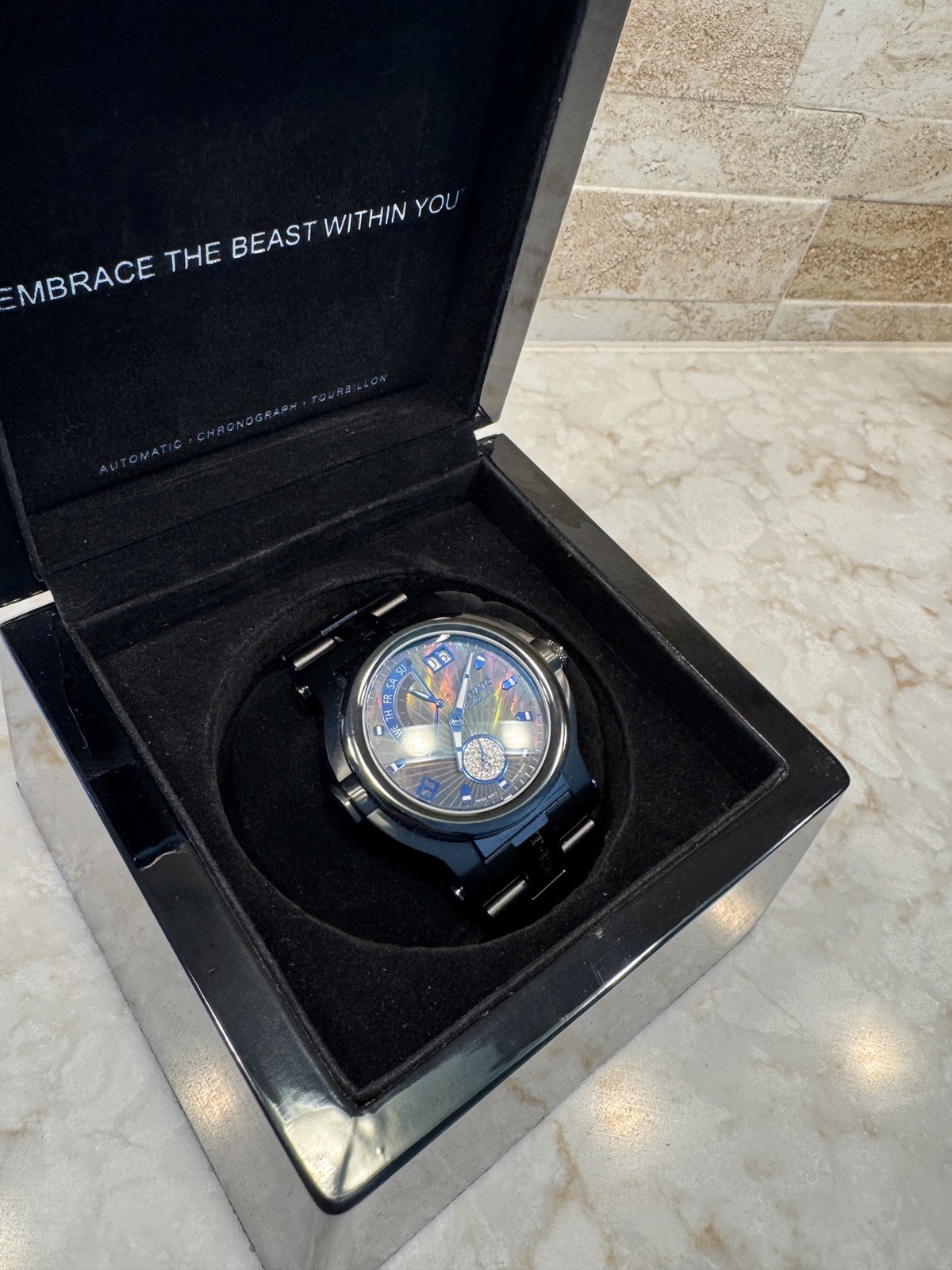 Renato T-Rex Watch Gunmetal Grey with Mother of Pearl Face And Diamonds