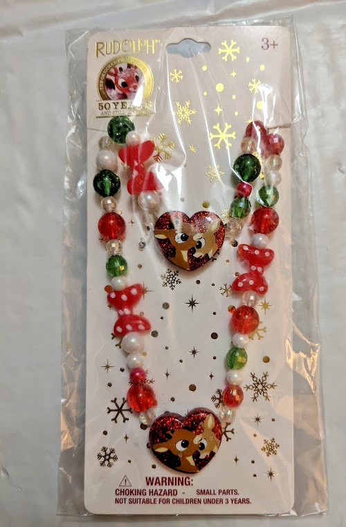 Rudolph the Red Nose Reindeer Themed Necklace & Bracelet Set Matching – NEW
