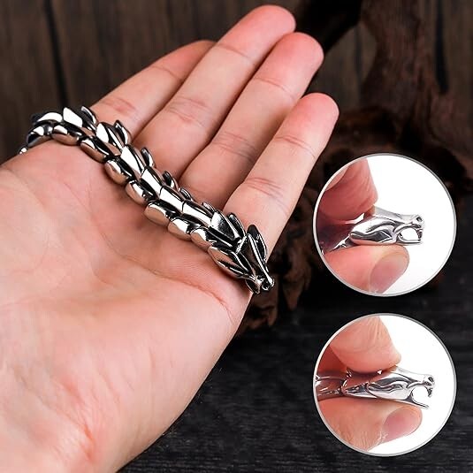 BESTSELLER Viking Stainless Steel Dragon Chain Wristband Mens Punk Bracelet