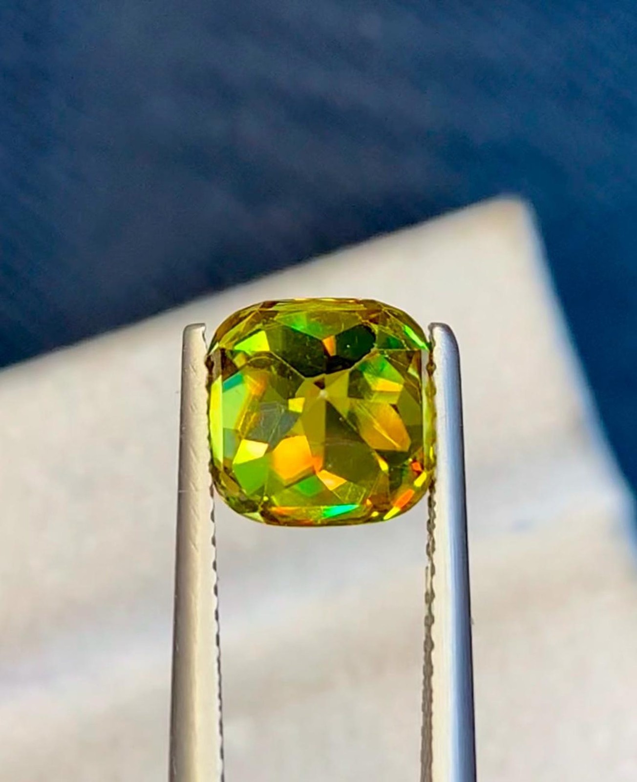 4.80 Ct+ Natural Full Fire Sphene Titanite Cushion Cut Certified Loose Gemstone