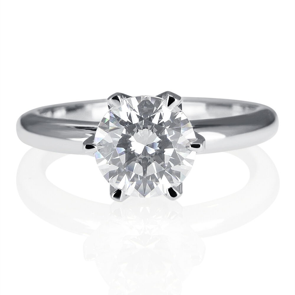 1/2 Carat Affordable Round Cut Diamond Engagement Ring E-F/SI1 14K White Gold
