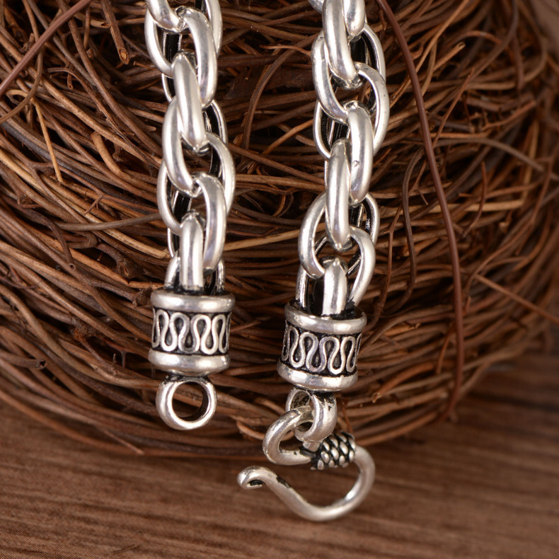Real 925 Sterling Silver 8MM Loose Oval Link Chain Men’s Bracelet 8.26inch