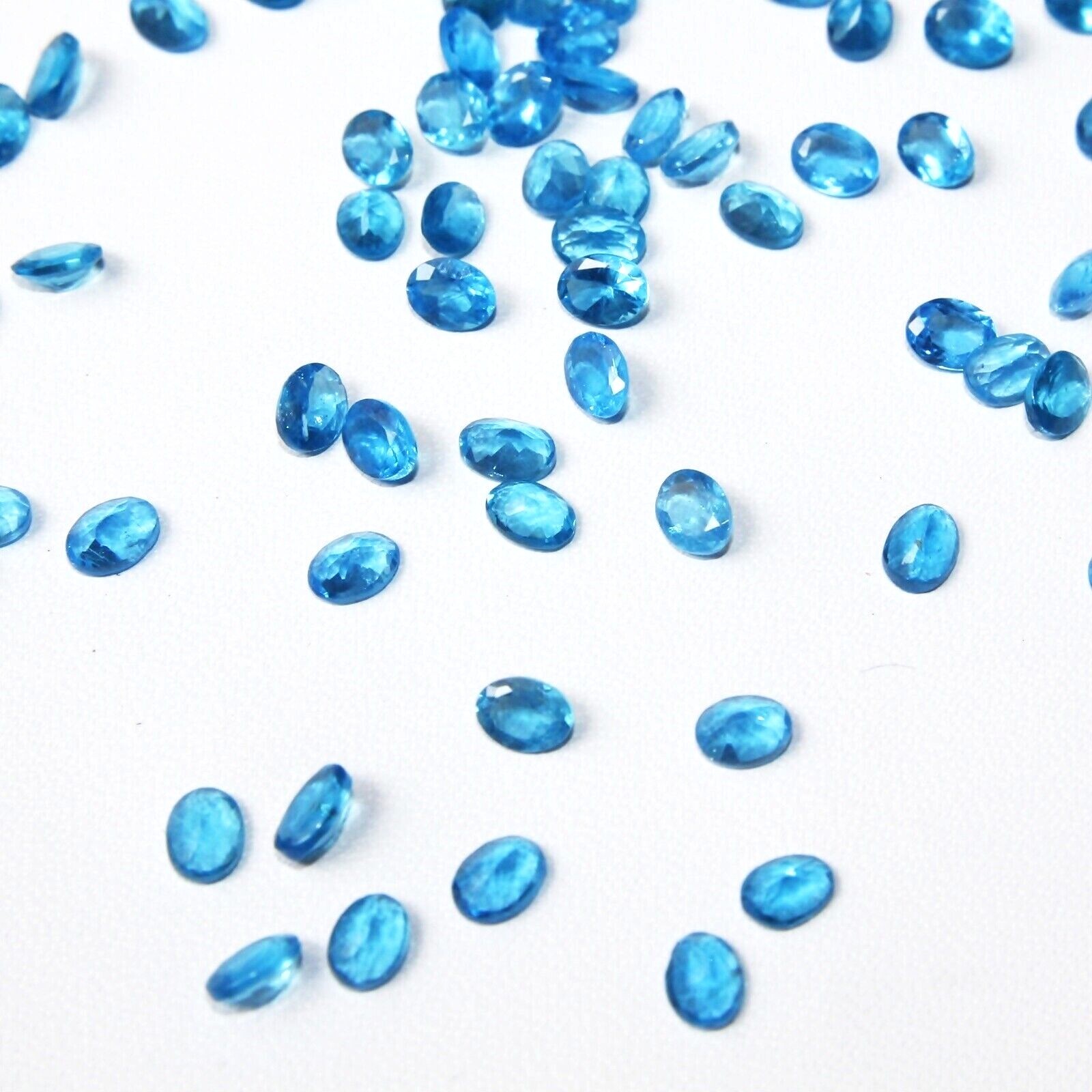 Wholesale Lot 4x3mm & 5x3mm Oval Cut Natural Blue Apatite Loose Calibrated Gems