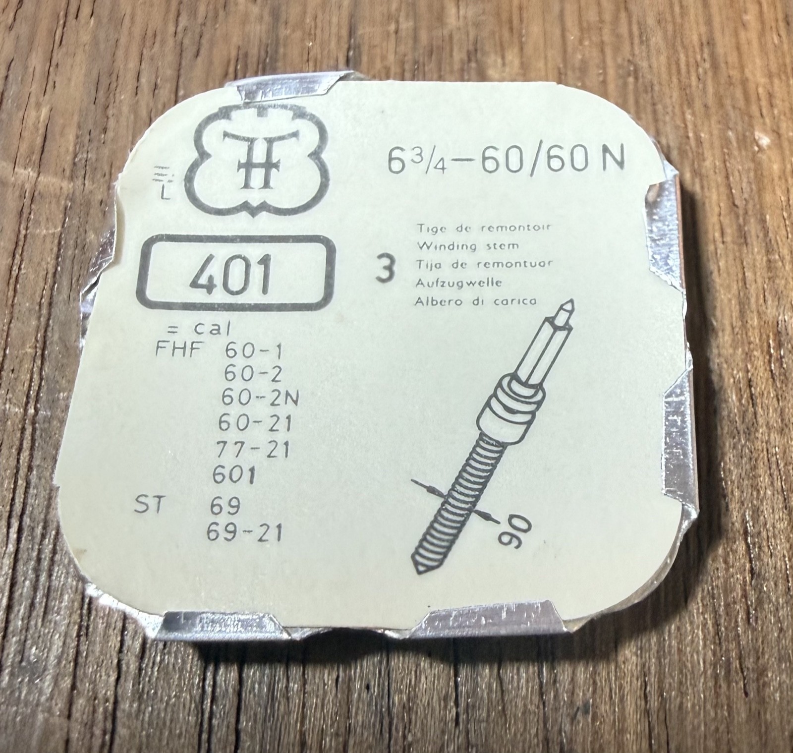 Lot of 3 NOS FHF 60/60N -77-21, 601, ST 69 Part 401 Winding Stem