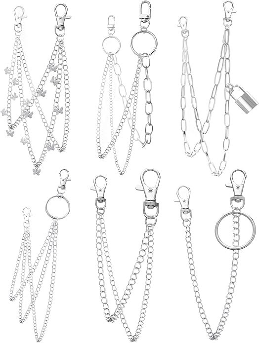 6 Pieces Pants Chain Wallet Chain Butterfly Lock Charm Jeans Chains Pocket Punk