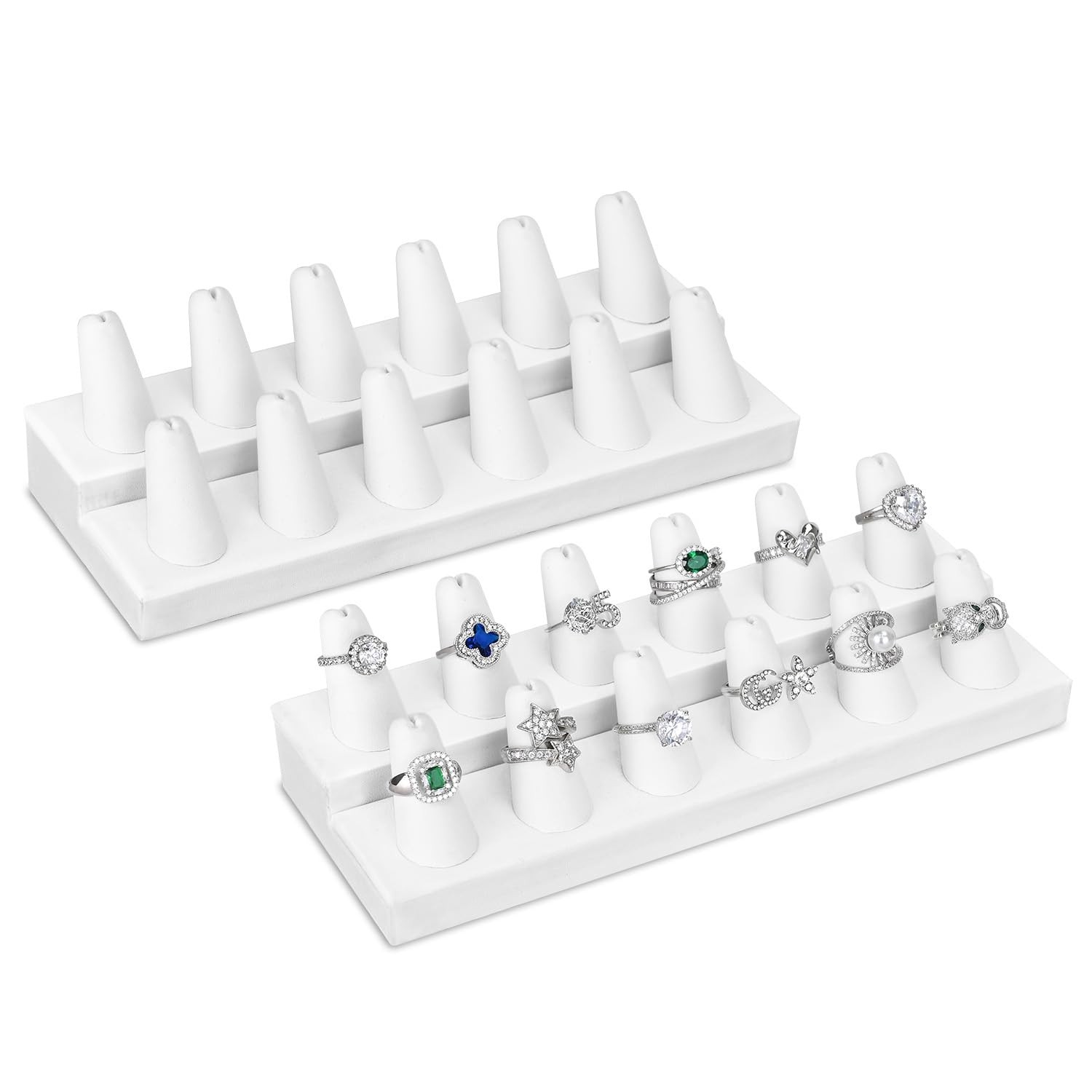 MOOCA 2 Pcs Set Priumen White 8 1/4″W x 3 1/4″D x 2 1/2″H, Faux Leather