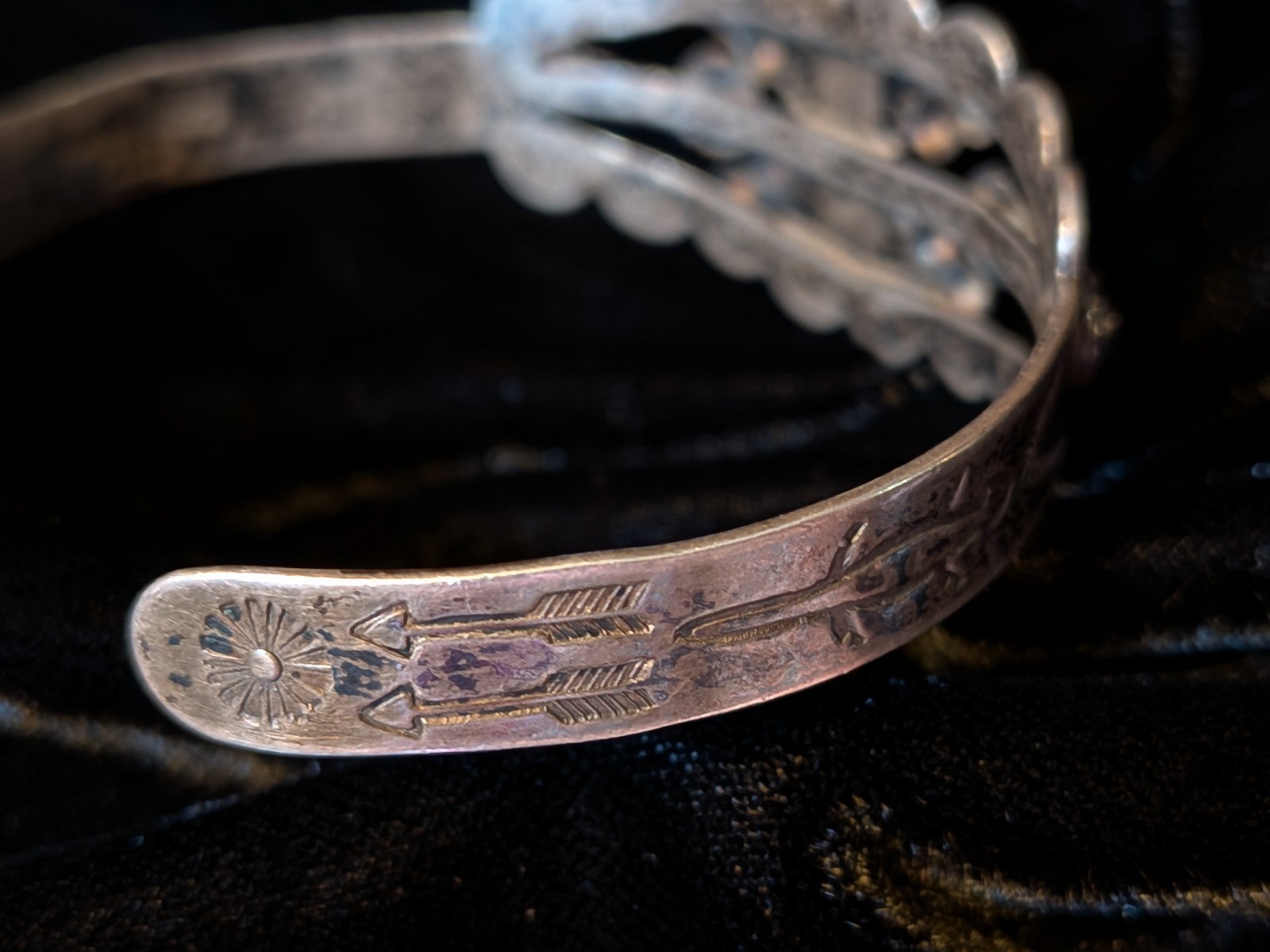 Vintage Fred Harvey Era Southwestern Sterling Silver Turquoise Cuff Bracelet