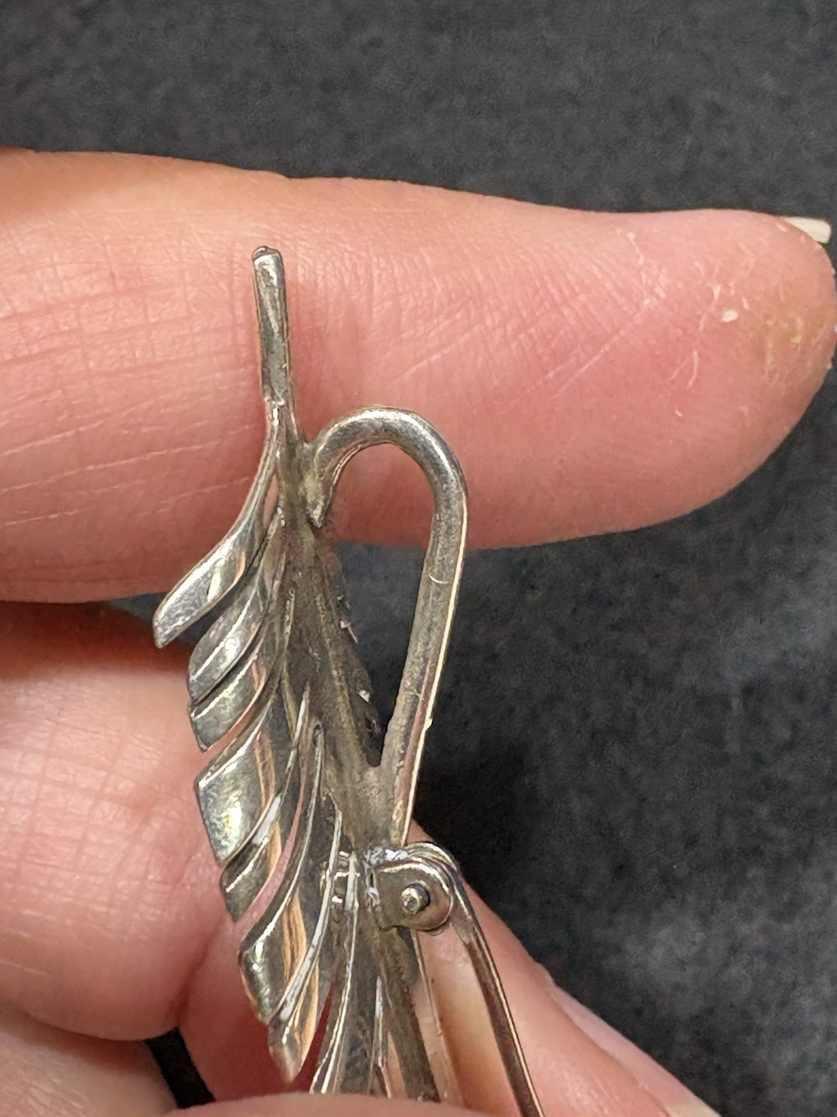 4.25g VTG Navajo Sterling Silver 925 Feather Brooch Pendant