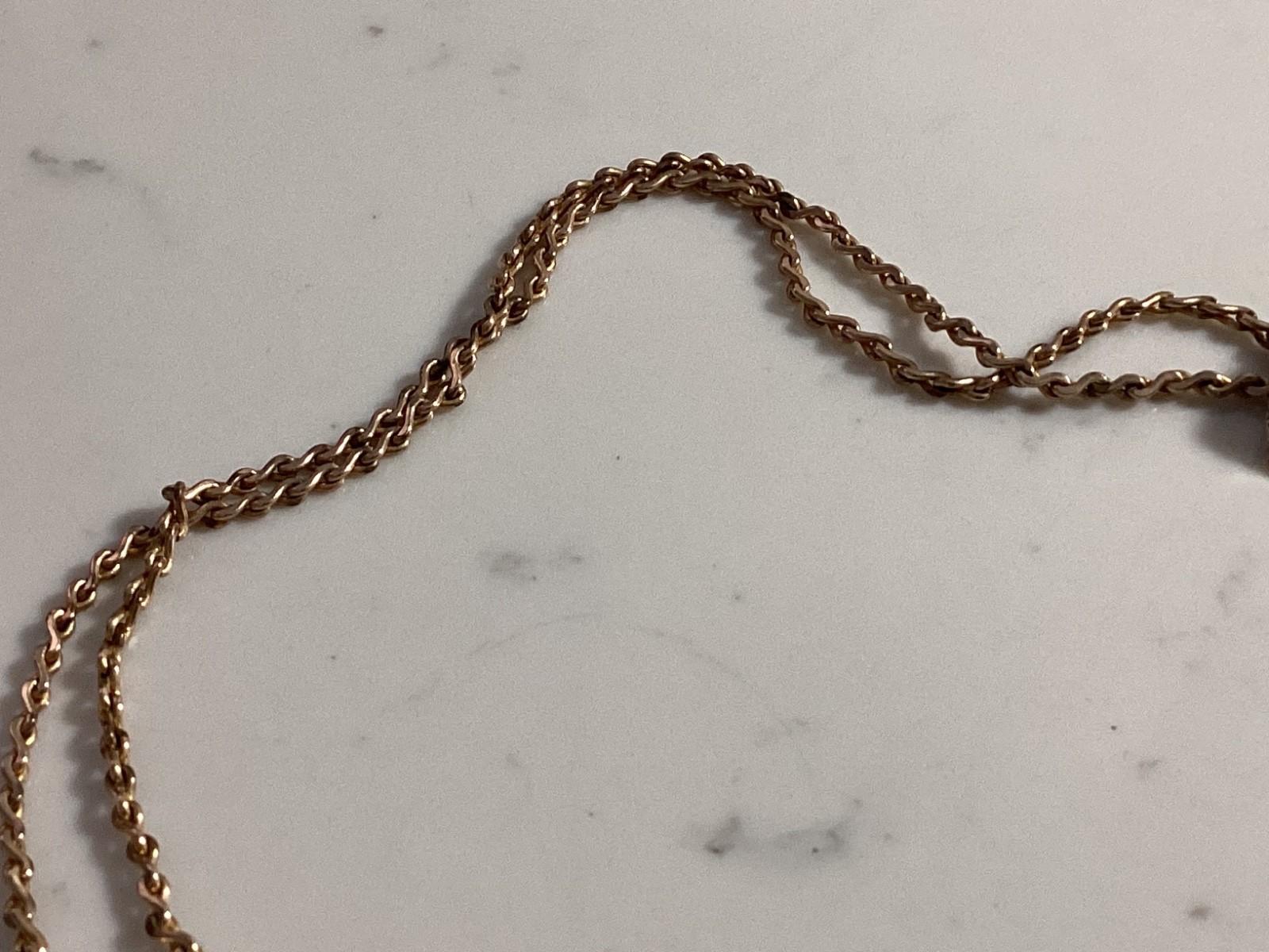 ANTIQUE SIGNED S.O.B. & CO. GOLD FILLED RUBY, PEARL SLIDING WATCH CHAIN NO RES