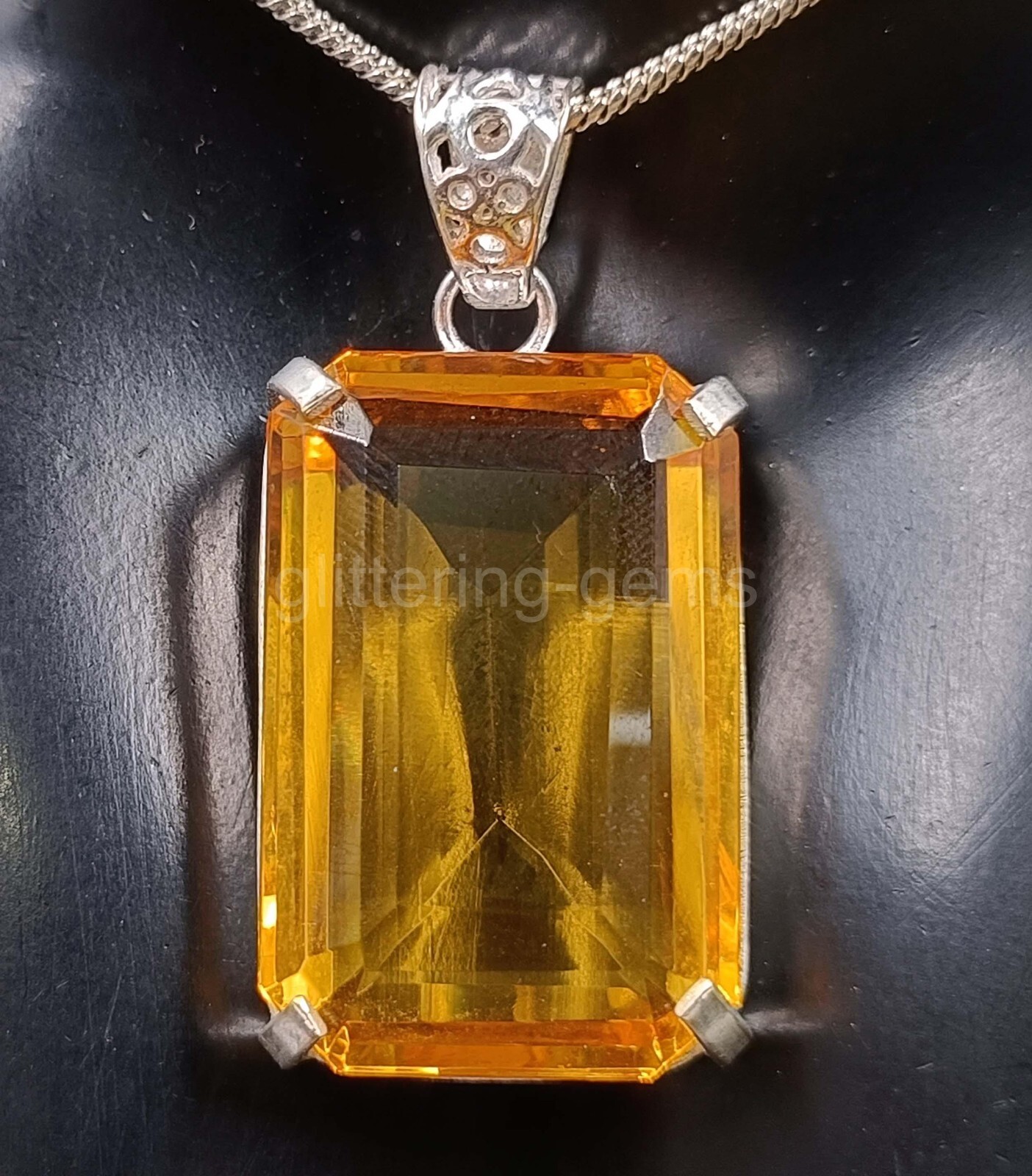 Natural Yellow Sapphire 80 Ct IGL Emerald Cut 925 Solid Silver Pendant Gems 5MSA