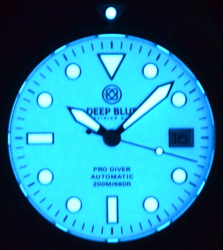 DEEP BLUE PRO DIVER 200 BLUE FULL LUME DIAL 42.5MM AUTOMATIC BRACELET DIVE WATCH