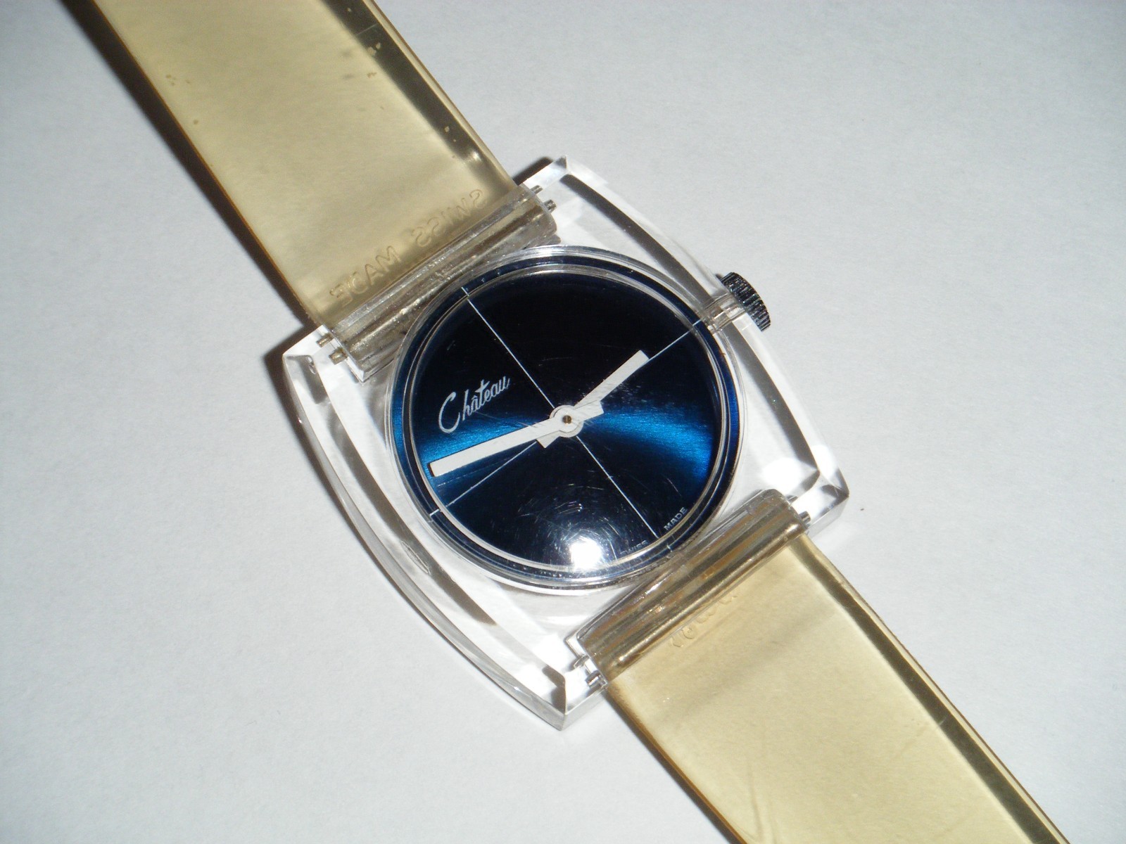 Vintage Chateau Alfex LTD Swiss Plexiglass Manual Wind Mens Wrist Watch