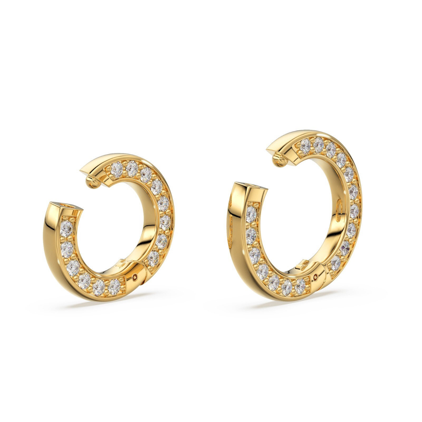 14k Clicker Round Connector Solid Gold Clasp Pave Diamond Connector Finding