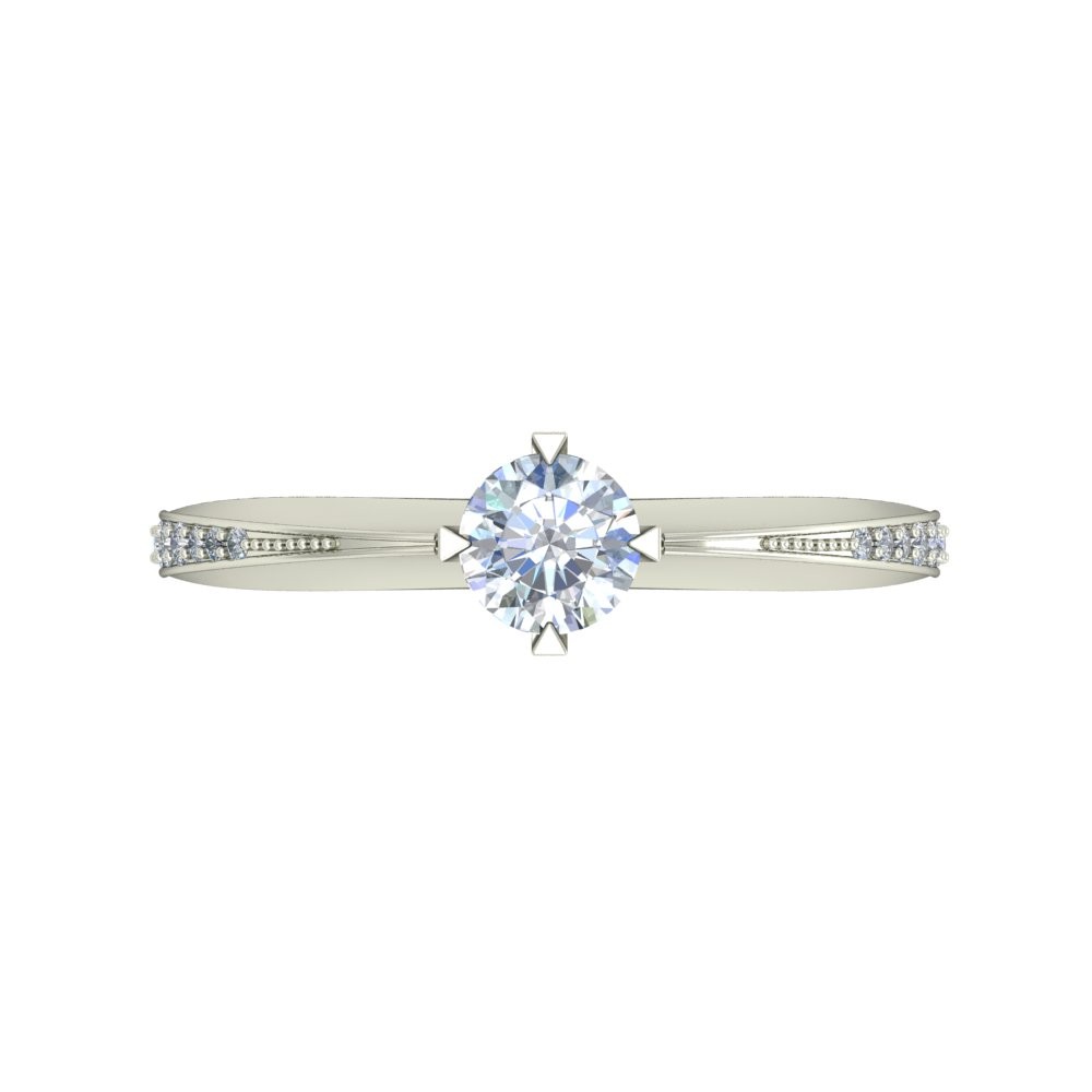 White Gold Plated 925 Sterling Silver 0.62 Ct Round Diamond Solitaire Ring Band