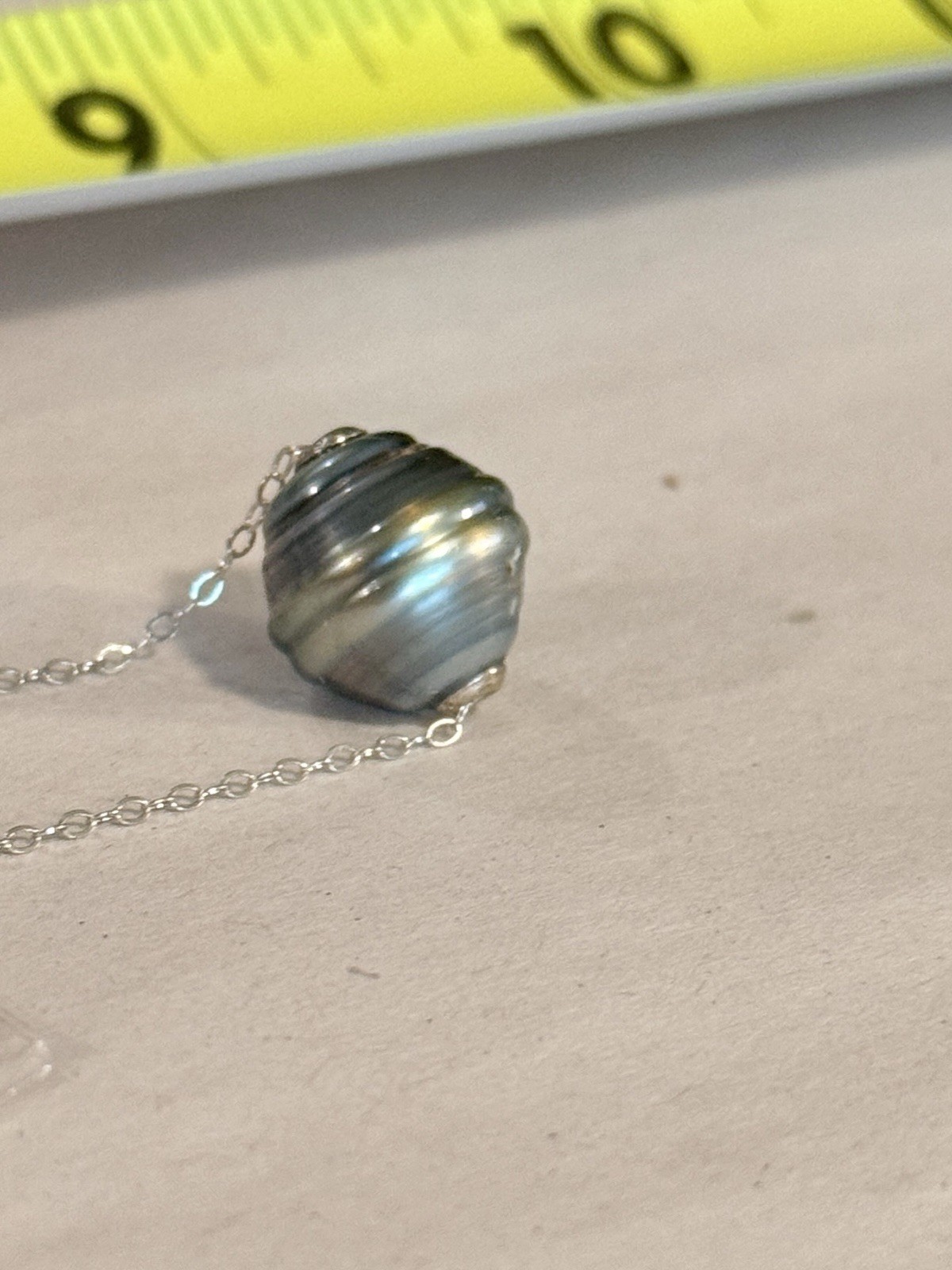 OOAK 11.5 mm Lulutong Beehive Tahitian Pearl Necklace 925 Sterling Silver