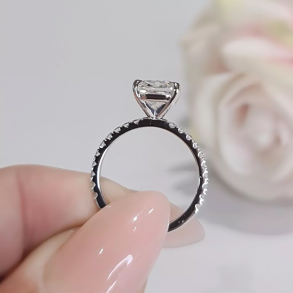 2.50 Ct Certified Cushion Cut White Diamond 925 Sterling Silver Solitaire Ring