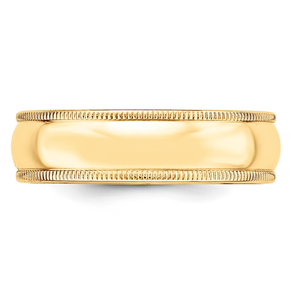 10k Yellow Gold 6mm Lightweight Milgrain Half Round Wedding Band Ring Size 14
