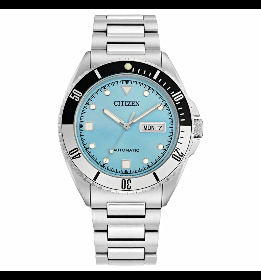 Citizen Men’s Light Blue Automatic Silver Stainless Steel Watch 42 MM NH7530-52L