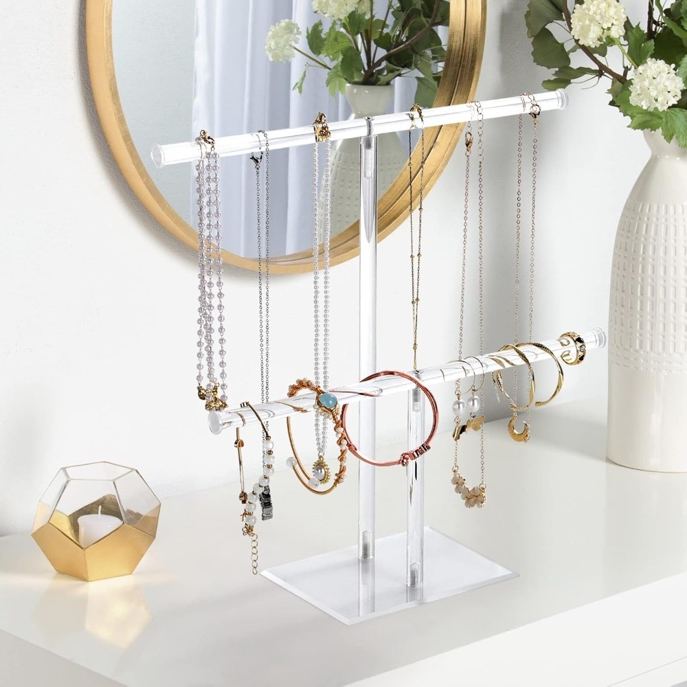 Acrylic Jewelry Display Stand 2 Tier Organizer Holder for Necklaces Bracelets