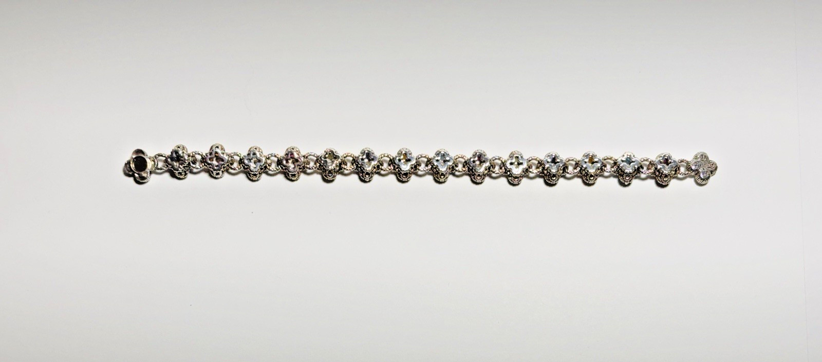 NEW Barbara Bixby Multi-Gemstone Silver Flower Bracelet 925 18K 7.25”