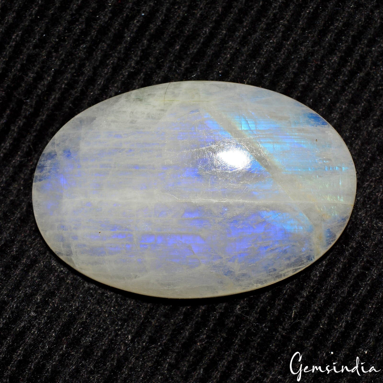50.90 Ct Natural Untreated Blue Shine Moonstone Oval Cabochon Certified Gemstone
