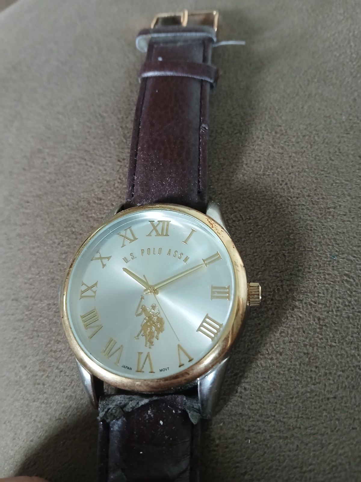 U.S. Polo Assn. Classic Men’s USC2273 Watch with Brown Faux-Leather Strap