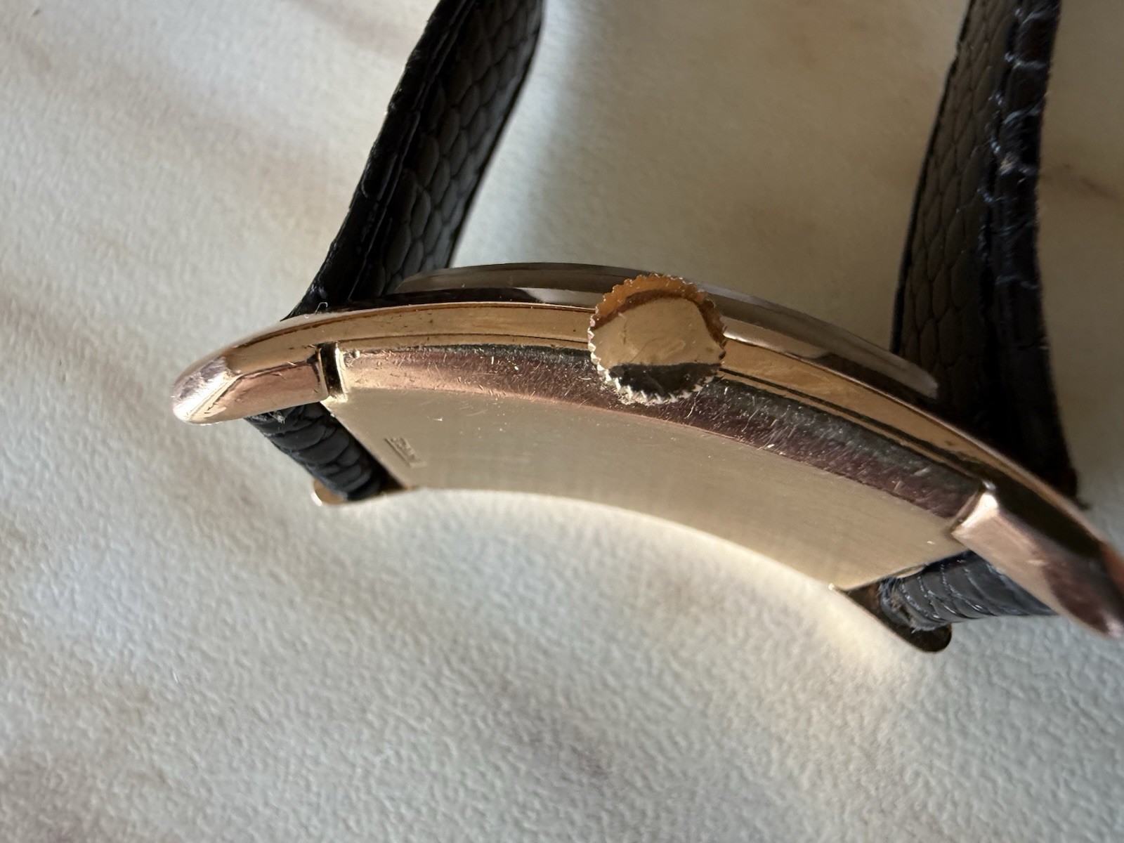 Gruen Curvex Precision Rectangular 14k Rose Gold. Rare and Shaped