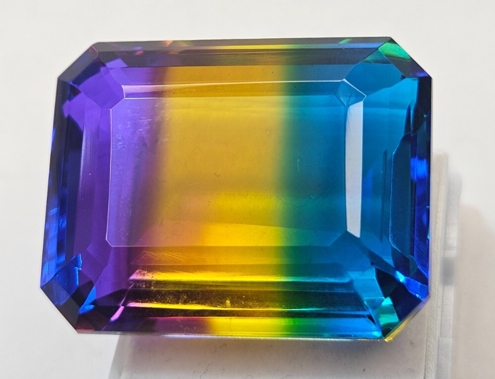 Tourmaline Bi-Colour 100+ Ct Emerald Cut Natural Certified Loose Gemstone