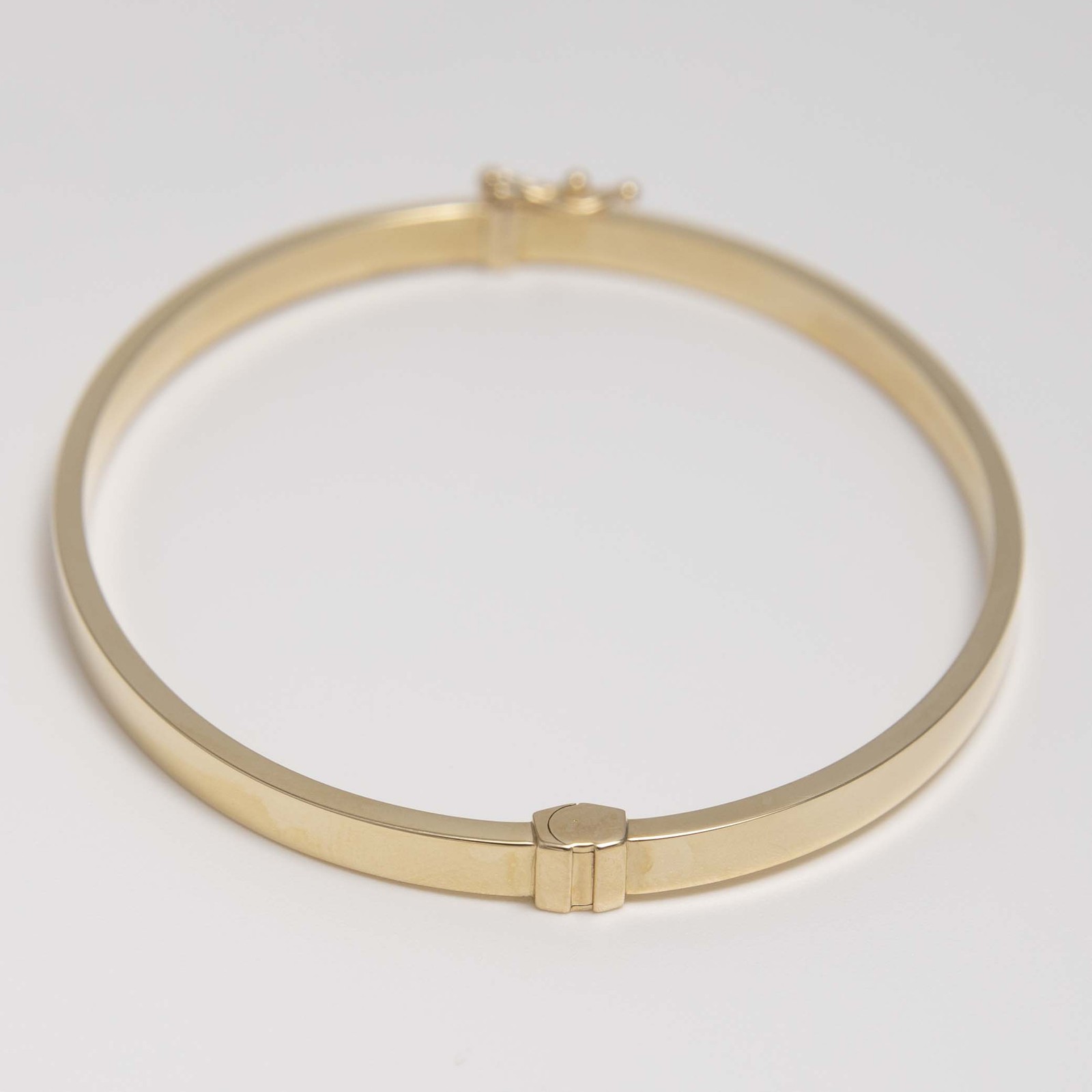 Bangle Bracelet 3mm Shiny Square Tube Real 14K Yellow Gold