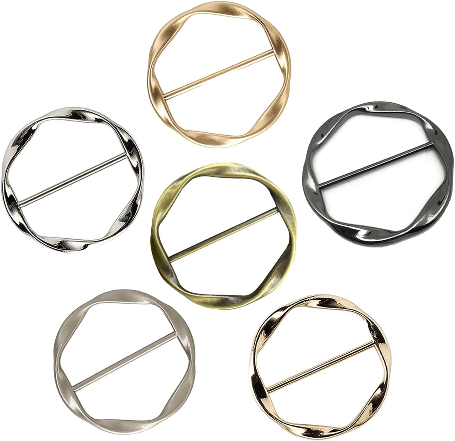 DHATMYC 6 PCS Scarf Ring Clips Waist Buckle Clip T-Shirt Tie Pin Clip for Women