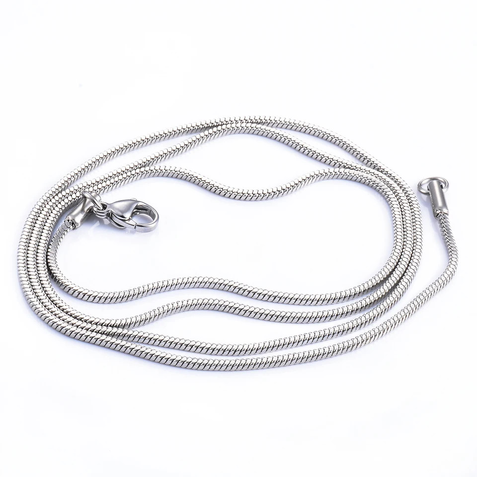 Square Snake Chain Necklace Stainless Steel Silver Color Men Smooth Jewelry
