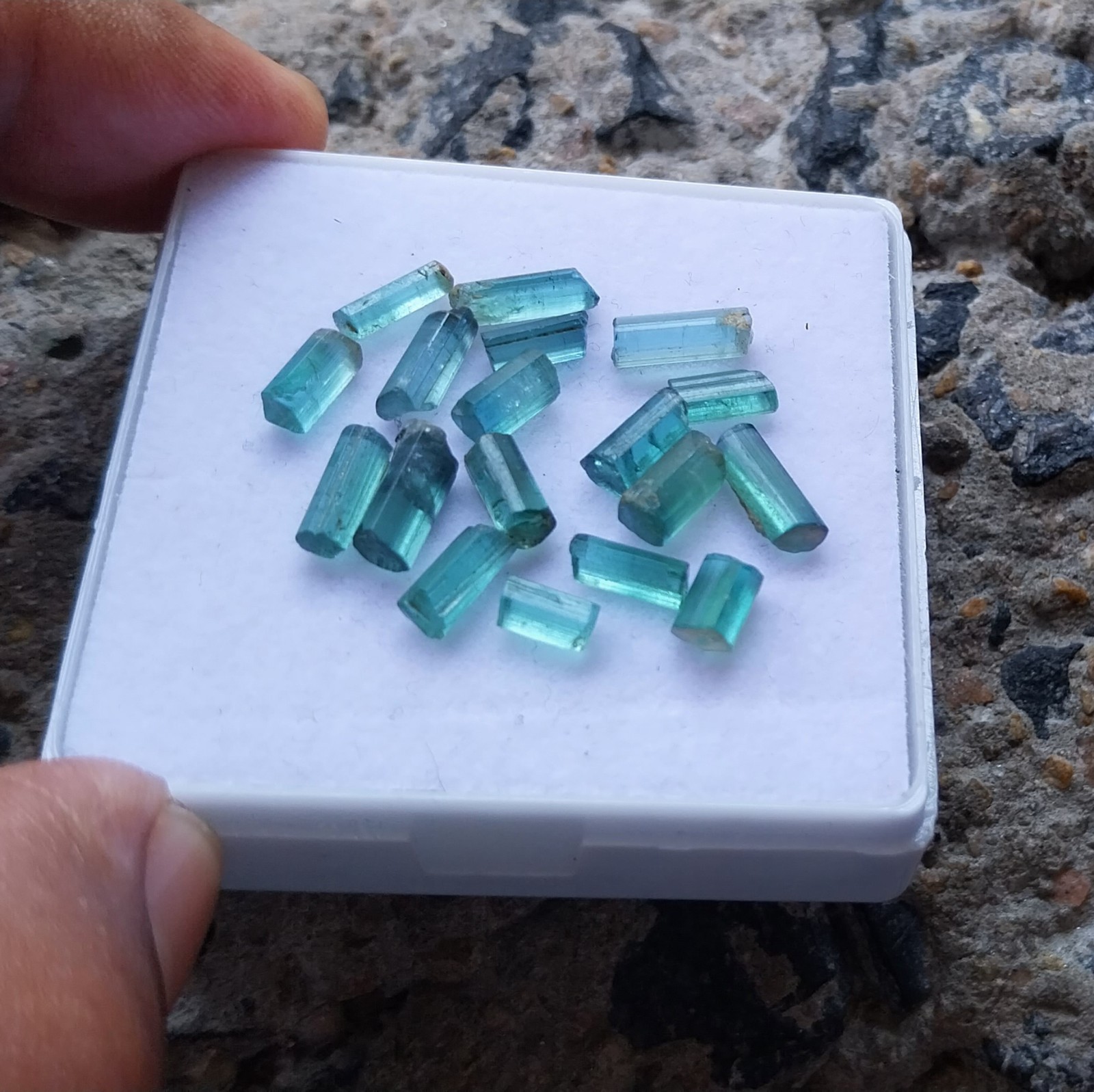 14.75 Ct 6 to 9.5 MM Natural Blue Color Tourmaline Raw Rough Pencil 18 PCS Lot