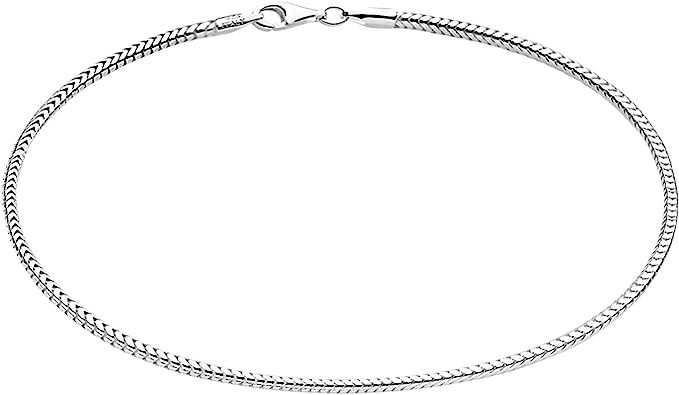 1MM Solid 925 Sterling Silver Italian DIAMOND CUT Snake Anklet 9″ or 10″