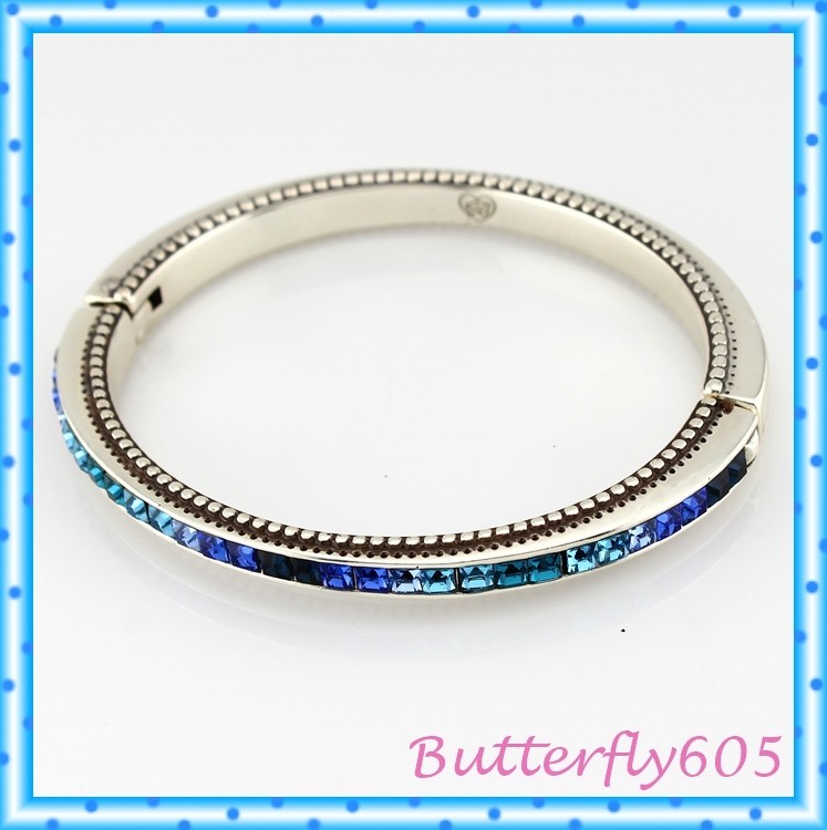 Brighton Spectrum Blue Gradient Crystal Oval Bangle Bracelet