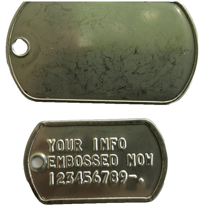 Embossed MINI Military Dog Tags Dogtags Custom Personalized In USA For You