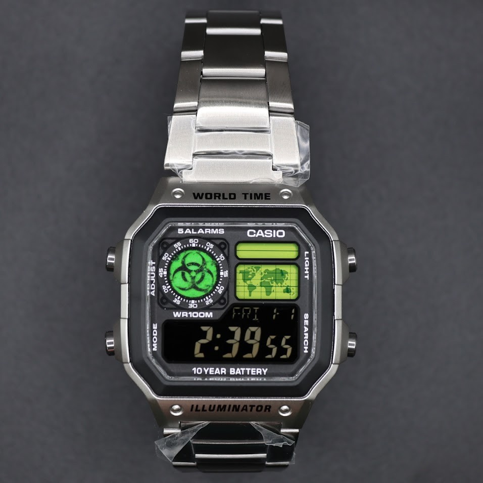 Radioactive | CASIO AE-1200WHD. Royale World Time Watch Mod. Negative Display