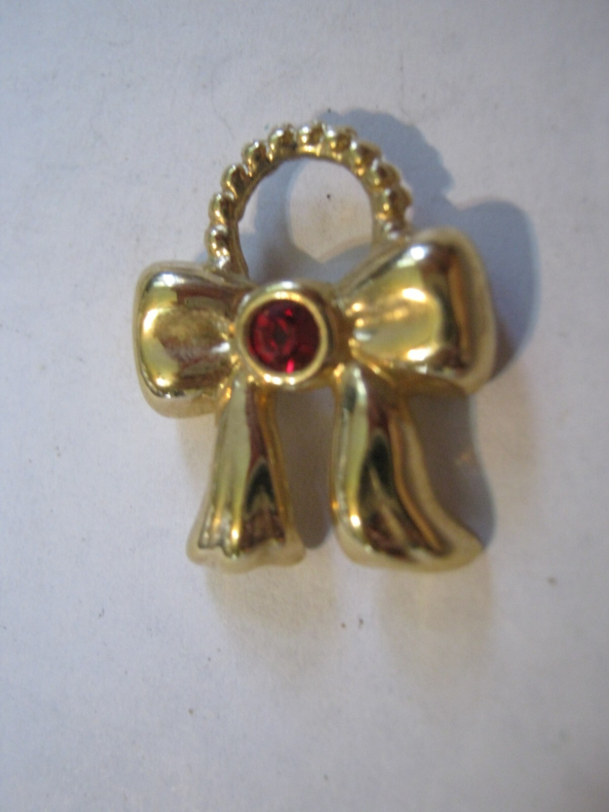 THREE Diff Yellow Gold Plated Charms w/ Rhinestones, Red Bow, White Heart & Star