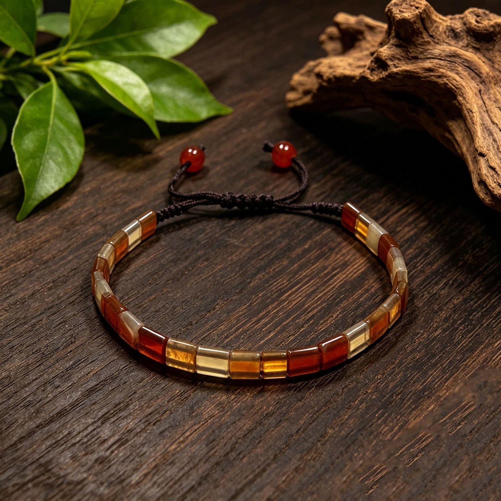 Pretty 5×5mm Multicolor Natural Stone Crystal Gems Square Bead Bracelet6.3-9.5in