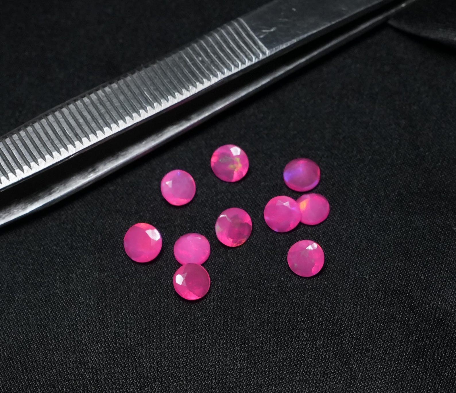 Natural Pink Ethopian Opal Round Faceted Cut 3mm To 10mm Loose Gemstone