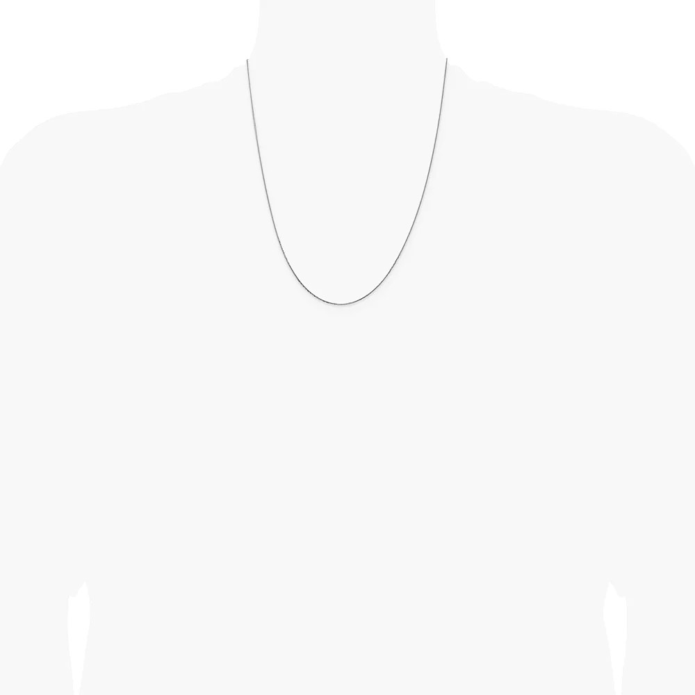 14K White Gold .8mm Diamond-Cut Quadra Wheat Chain Necklace 16″-24″