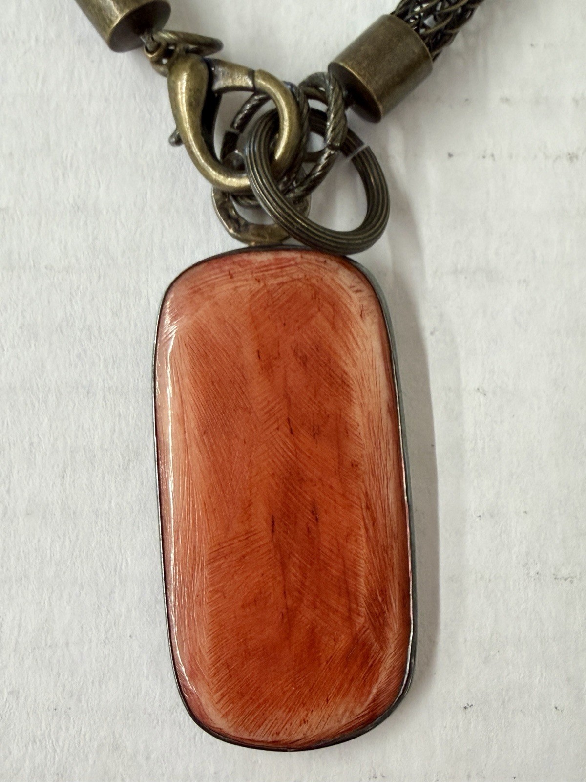 Vinge Janice Lee Ripley 2″ Dyed Yak? Pendant JLR 925 stamped Necklace