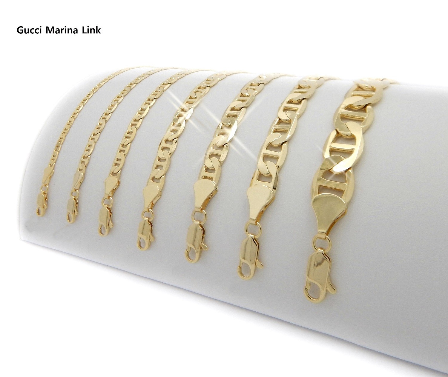 Mariner Anchor link Chain 4mm 20″ 24″ Necklace Bracelet 14k Gold Finish