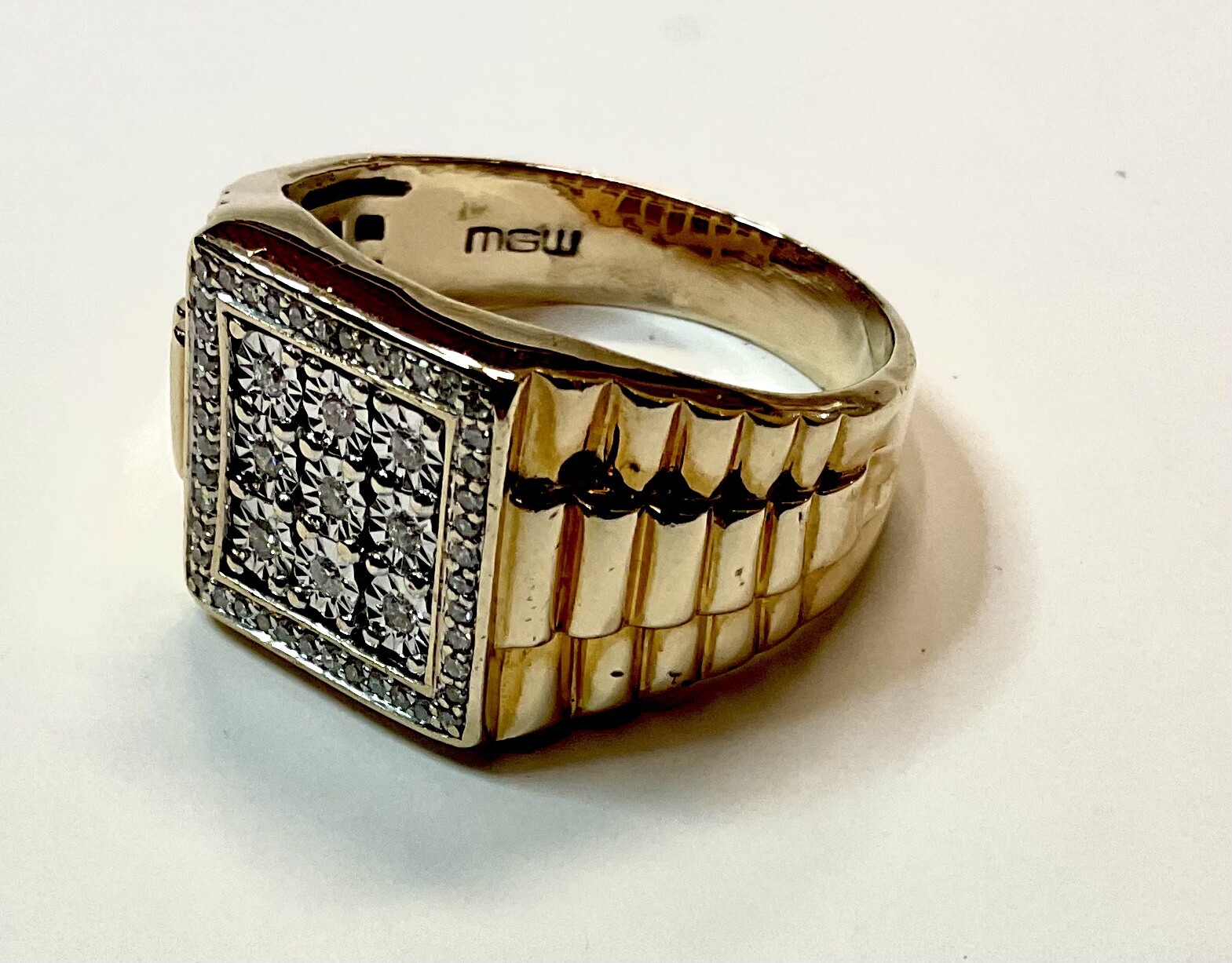 10 K Gold Men’s Ring Size 12 Diamond 8.6 Gr
