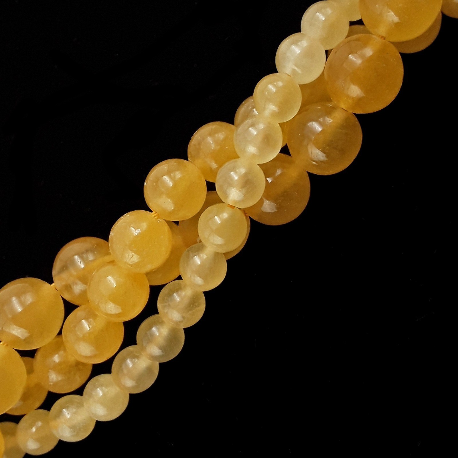 Yellow Honey Calcite Smooth Round Beads 8mm 15.5″ Strand