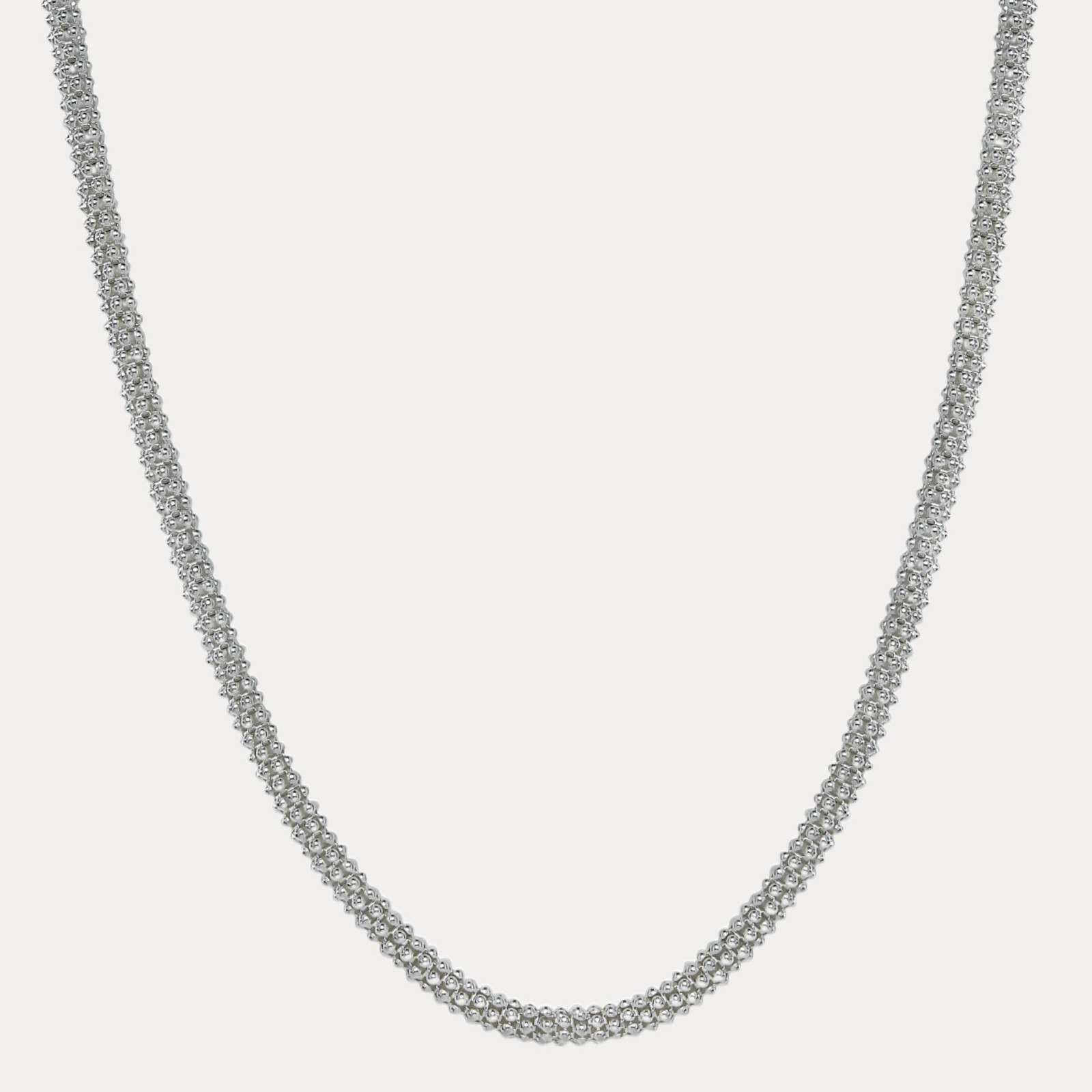 6mm Popcorn Link Chain Necklace – Real Solid 925 Sterling Silver MADE IN ITALY