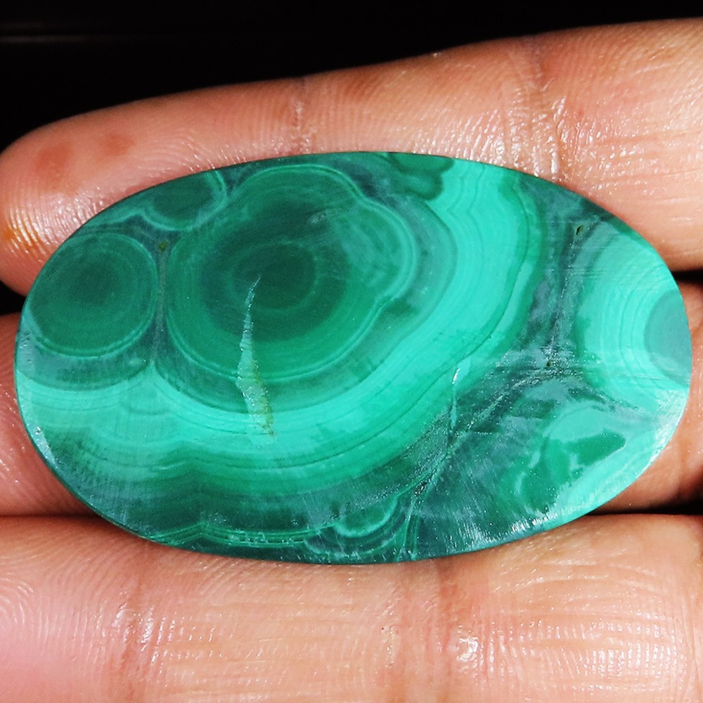 100.00 Cts Natural Green Malachite Oval Cabchan Loose Gemstone 32x52x4 mm LG10