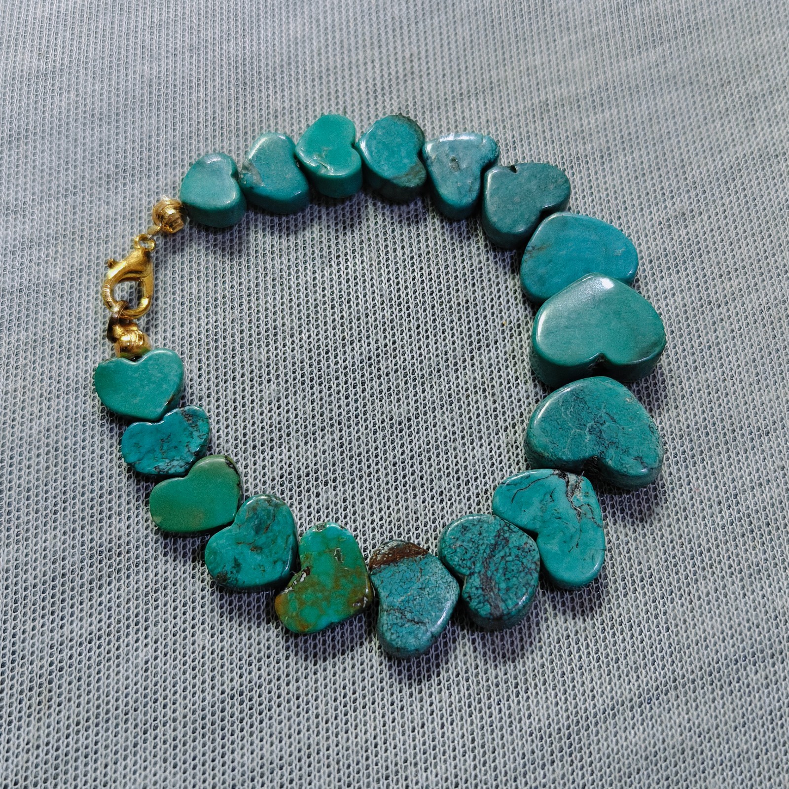 Turquoise Bracelet Gemstone Heart Shape Charm unisex Brass Handmade Jewelry
