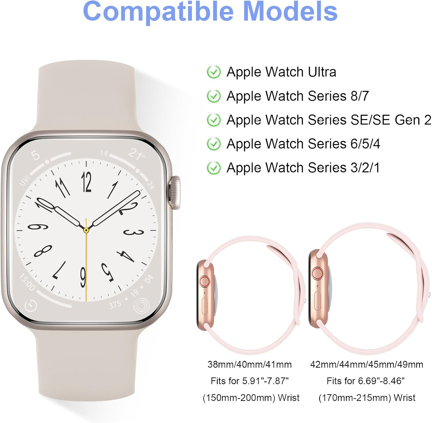 Sport Silicone Band Compatible with Apple Watch 38Mm 40Mm 41Mm 42Mm 44Mm 45Mm 46